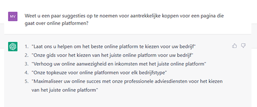 Paginatitels voor Online Platformen - ChatGPT